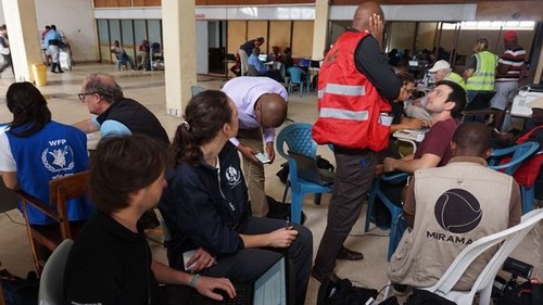 Picture of aid workers from Telecoms Sans Frontieres (TSF).