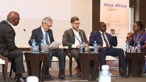 Jim Teicher (second from left), CEO of Cybersmart Africa, hosts a West Africa Com keynote discussion titled 'Closing the Skills Gap with Technology and Innovation: Aligning the Needs of the Private Sector with Governmental Goals'.  