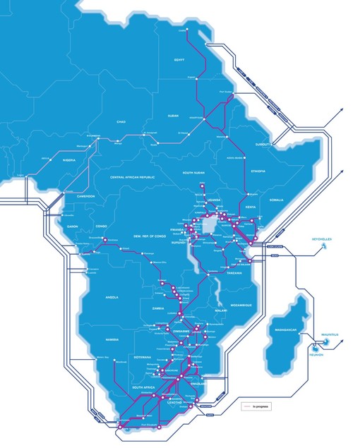 Liquid Telecom's fiber network across Africa. 