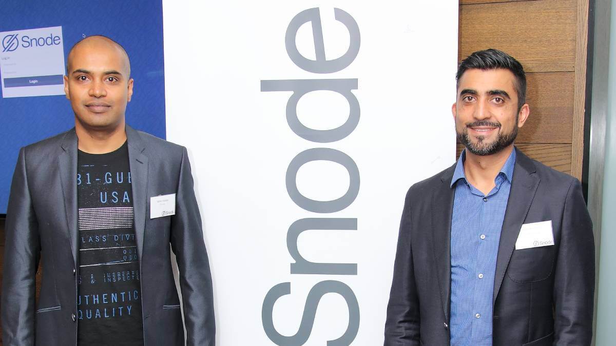 Snode founder and CEO Nithen Naidoo and Snode angel investor Nadir Khamissa.  (Source: supplied)