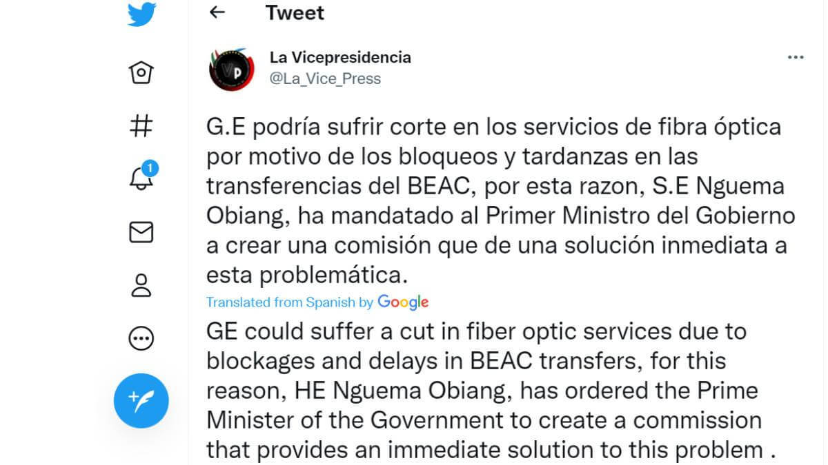 Equatorial Guinea launched a commission aimed at finding a solution to the country's payment problems. (Source: Twitter). 