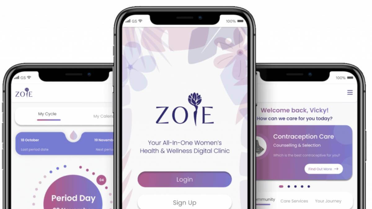 The Zoie Health digital app focuses on family planning, fertility and maternity care.  (Source: Zoie Health website).