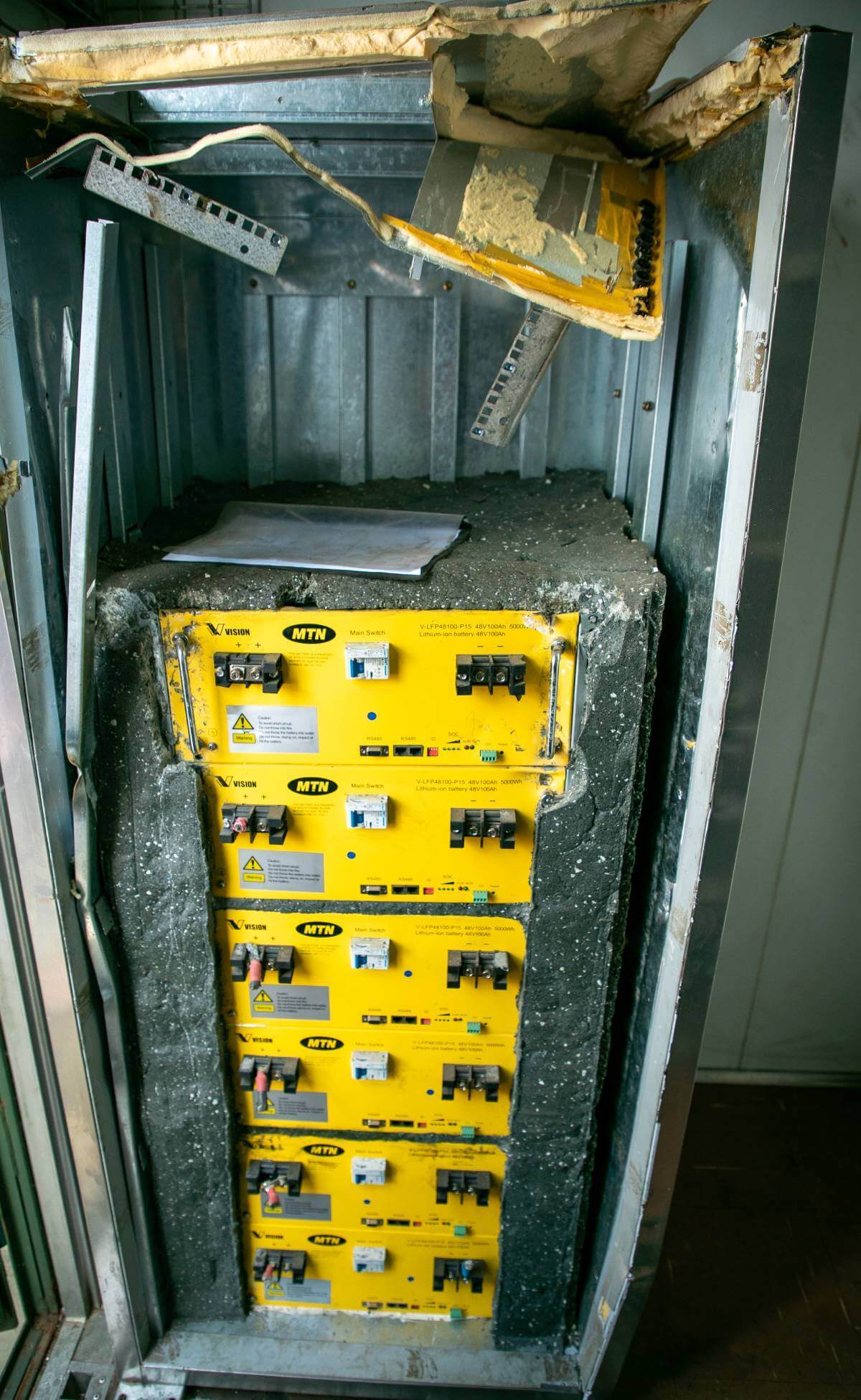 Vandalized equipment at an MTN basestation in Johannesburg, South Africa.  (Source: MTN SA)