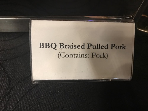 Lunch in the press room. I was shocked to find out the pork contained pork. 
