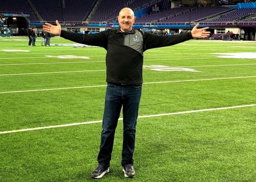 Brian Mecum, VP of Network-West at Verizon Wireless, takes the field at US Bank Stadium in Minneapolis.