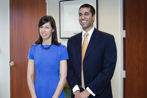 Back in 2012, Jessica Rosenworcel and Ajit Pai wait to be sworn in as the two new Commissioners at FCC headquarters in Washington, DC. (Photo source: FCC/Flickr)