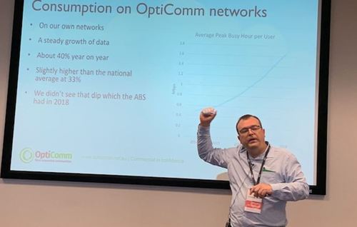 Data usage among OptiComm customers is growing 40% annually compared with Australia's national average of 33%, said Stephen Davies, CTO at the publicly traded wholesaler. 