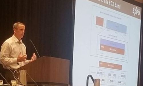 Speaking at SCTE/ISBE Cable-Tec Expo in New Orleans this week, Comcast's Robert Howald was one of several Tier One operators who underscored DOCSIS 4's embrace of two specifications: Full Duplex DOCSIS (FDX), a technology favored by Comcast, and Extended Spectrum DOCSIS (ESD), which is gathering momentum among many other providers. (Photo source: Jeff Baumgartner, Light Reading)