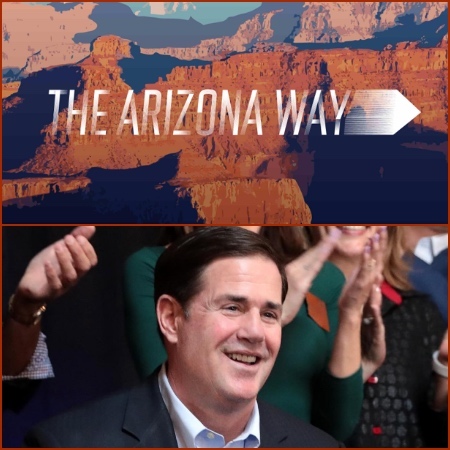 During a speech, Arizona Governor Doug Ducey (pictured) shared several of his administration's initiatives, including one plan to expand high-speed broadband into rural and tribal areas of the state. 
(Photos courtesy Governor Doug Ducey.)