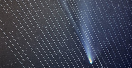 Viasat notes in its filing that light pollution from Starlink's constellations also can 'create an aesthetic distraction for any stargazer.'  
(Image source: Daniel Lopez/El Cielo de Canarias in Interesting Engineering, July 24, 2020, as cited in Viasat's FCC filing) 
