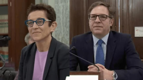 If confirmed, Gigi Sohn (left) and Alan Davidson (right) will play key roles in implementing aspects of the $65 billion broadband bill, including state grant funding and a revamp of the Universal Service Fund.  (Image source: Sohn and Davidson Senate confirmation hearing, December 1, 2021, via C-SPAN.org)